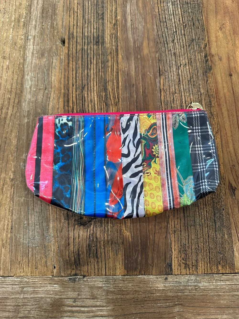 Colorful Striped Multi-Print Cosmetic Pouch